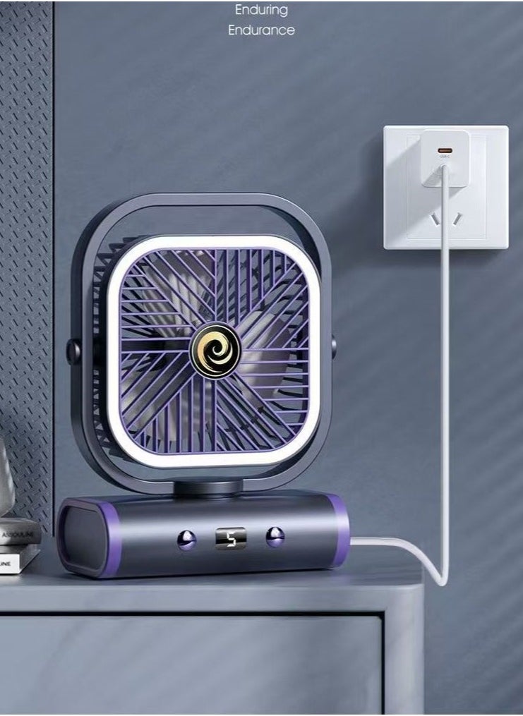 Home USB rechargeable with night light office computer desk dormitory outdoor hanging or standing portable fan