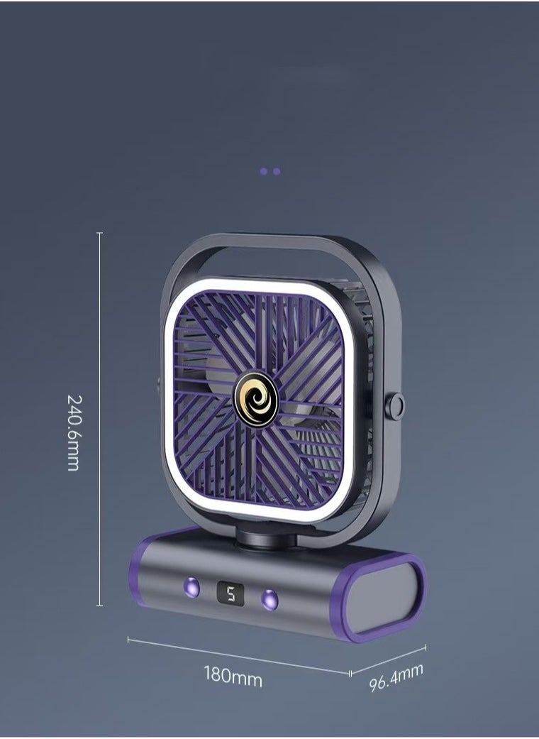 Home USB rechargeable with night light office computer desk dormitory outdoor hanging or standing portable fan