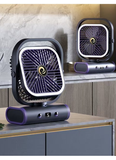 Home USB rechargeable with night light office computer desk dormitory outdoor hanging or standing portable fan