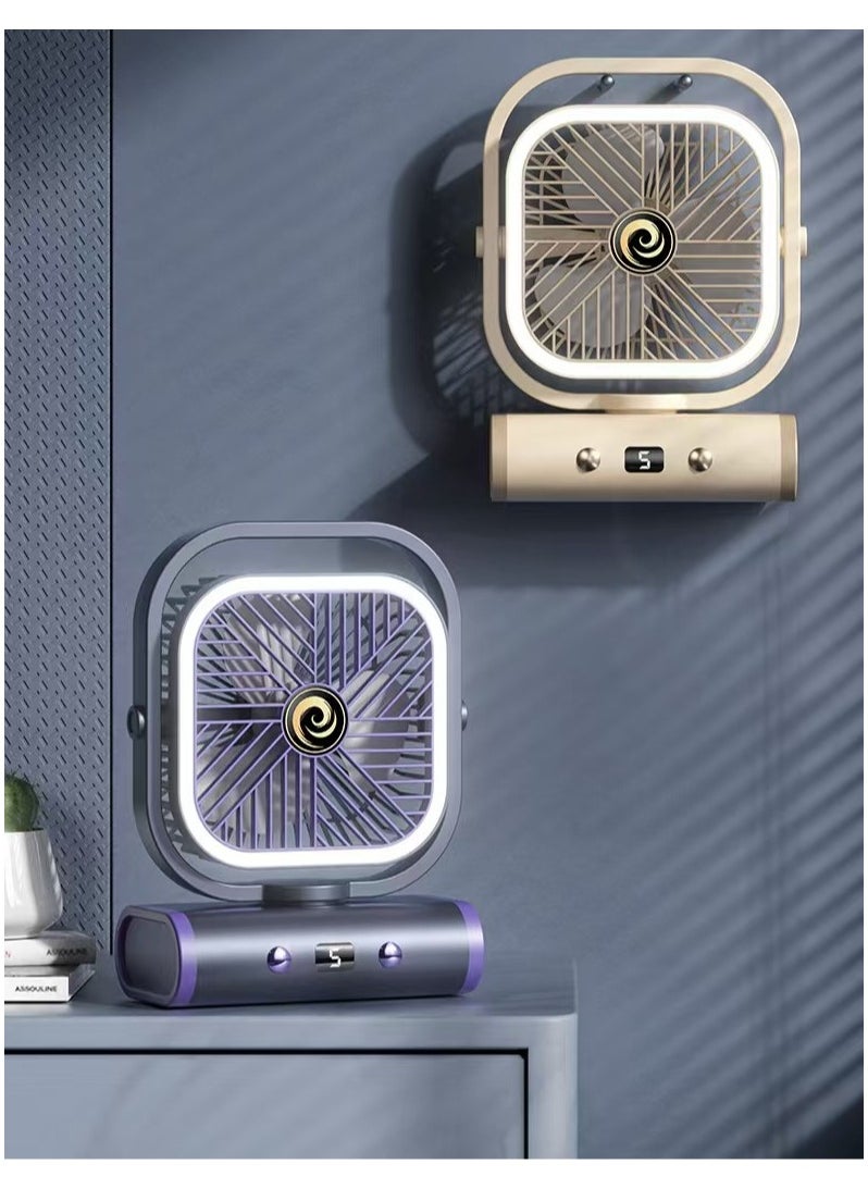 Home USB rechargeable with night light office computer desk dormitory outdoor hanging or standing portable fan