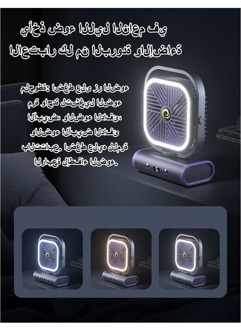 Home USB rechargeable with night light office computer desk dormitory outdoor hanging or standing portable fan