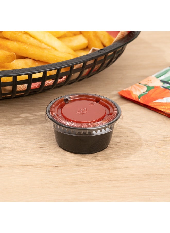 Restaurantware RW Base 2 Ounce Sauce Cups, 2000 Microwave-Safe Condiment Cups - Crack-Resistant, Disposable, Black Plastic Portion Cups, For Samples, Sauces, Or Toppings, Lids Sold Separately - Image 4