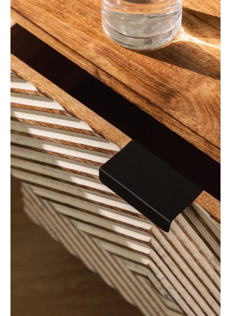 أرتيسانيا - المنزل والمعيشة طاولة جانبية للسرير من خشب المانجو بالاري (50 × 35 سم) من أرتيسانيا - Image 2