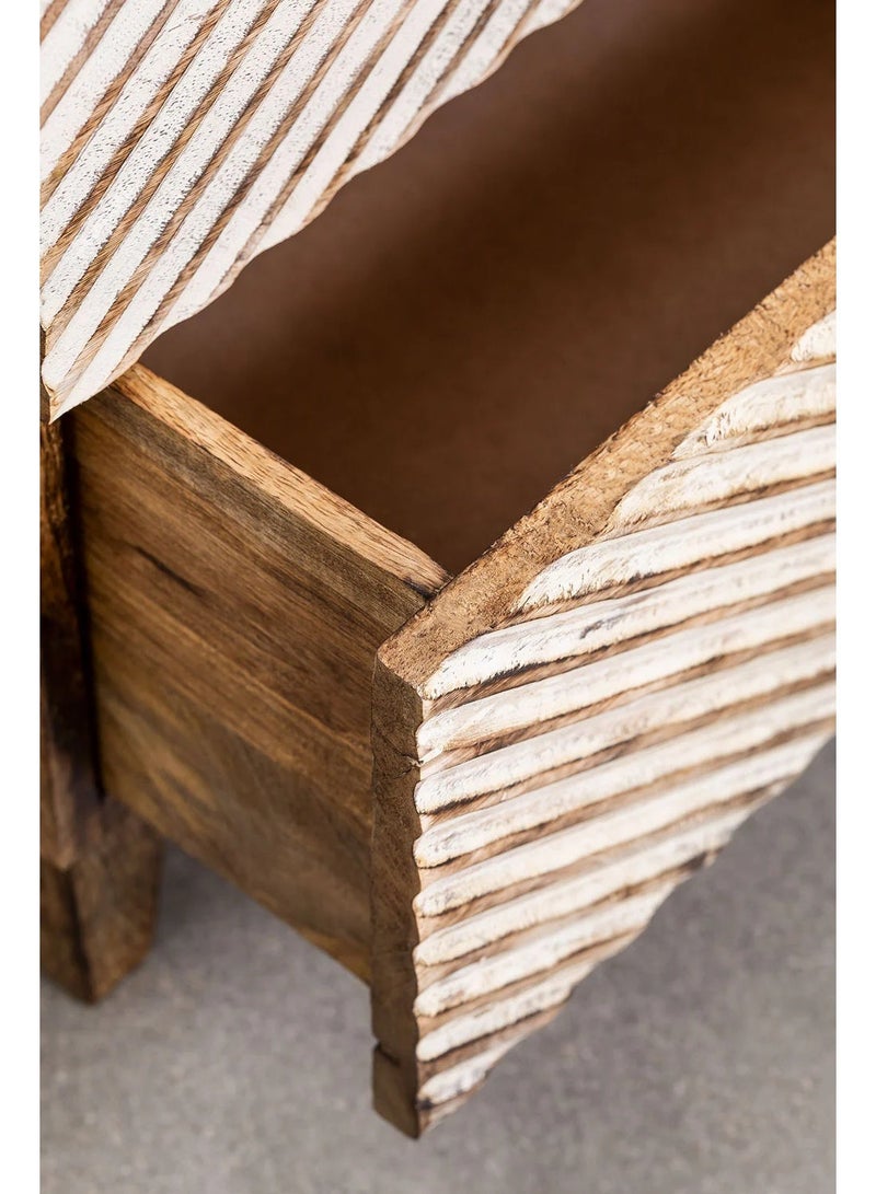 أرتيسانيا - المنزل والمعيشة طاولة جانبية للسرير من خشب المانجو بالاري (50 × 35 سم) من أرتيسانيا - Image 5