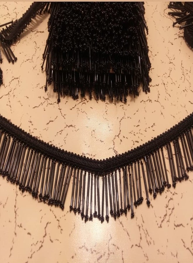 PREMDAS LACES Tassels Latkan Hanging Laces Heavy Pipe Border for Dresses (Black, 9 Meter) - Image 2