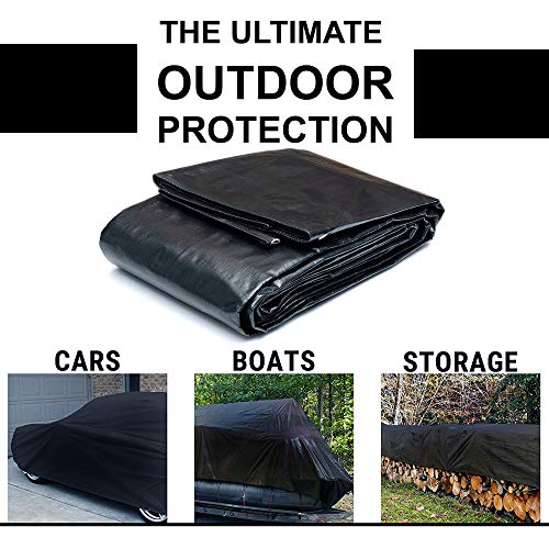 Aqbah Plastic Vigrin HDPE Tarpaulin Sheet Waterproof 200 GSM Black/Silver (09FT X 06FT). - Image 4