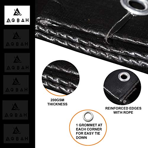 Aqbah Plastic Vigrin HDPE Tarpaulin Sheet Waterproof 200 GSM Black/Silver (09FT X 06FT). - Image 3