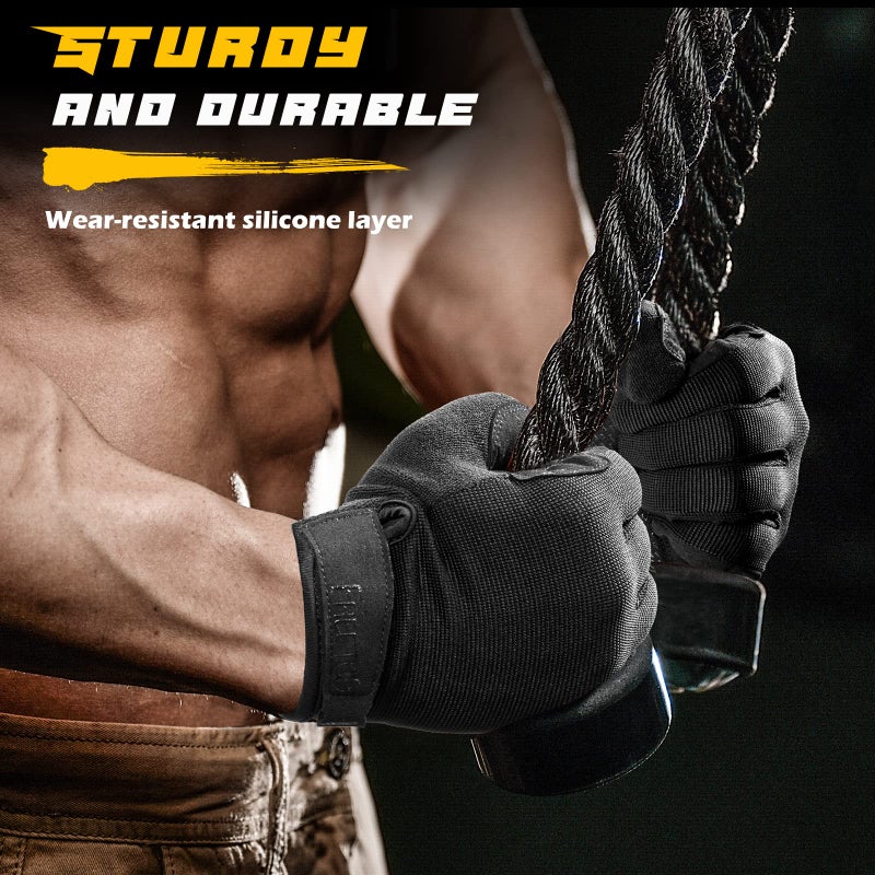 FREETOO Full-Finger Workout Gloves for Men, Padded Gym Gloves with Excellent Grip and Palm Protection, Touch Screen Friendly - Image 3