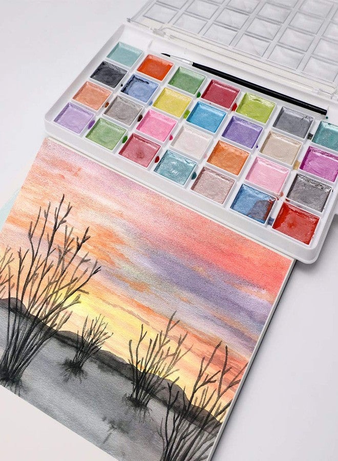 Artecho Watercolor Paint Set, 28 Glitter Metallic Colors, Semi-Moist Pearlescent Water color, Ideal for Beginners and Artists - Image 5