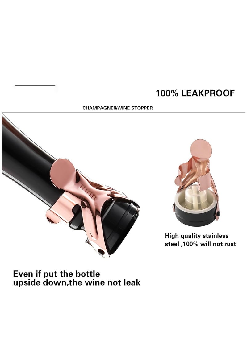 KASTWAVE Champagne Wine Stopper Stainless Steel with Food Grade Silicone, Leakproof Keep Fresh, Reusable Saver for Wine, Champagne, Cava, Prosecco and Sparkling, Wine Cork, Sealer 4 Pack  - Image 2