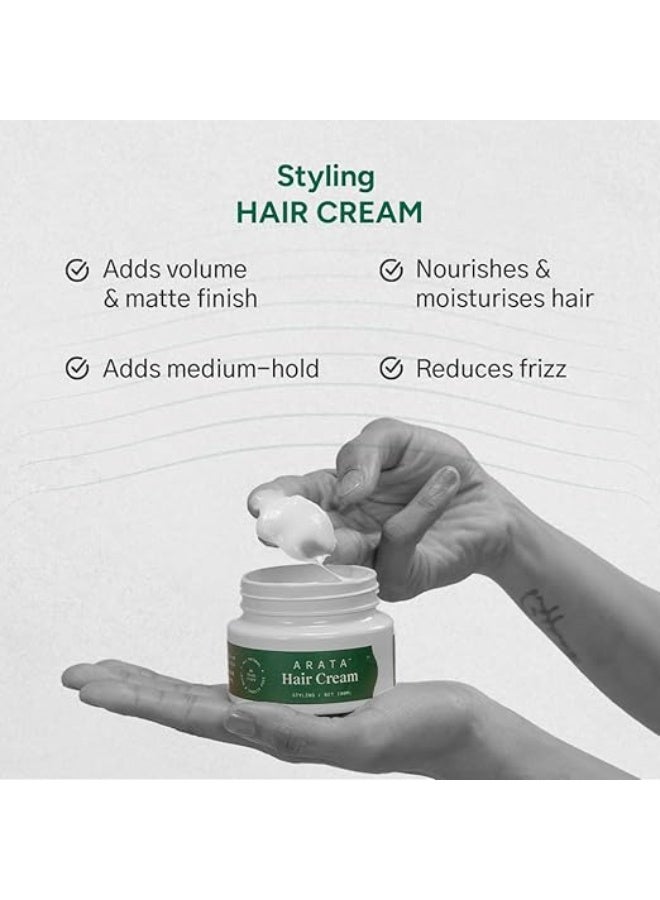 Arata Styling Hair Cream (100 GM) | For All Hair Types | Boosts Moisture | Reduces Frizz & Tames Flyaways | Adds Soft Hold and Control - Image 2