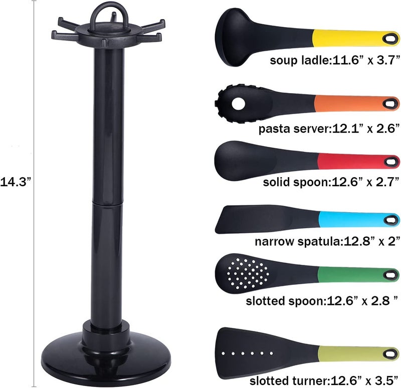RoarCraft Kitchen Utensils Set and Storage Stand Heat Resistant NonScratch Cooking Spoons Set with Silicone Coated Soft Touch Handles Kitchen Tools for NonStick CookwareMulticolour6pcs - Image 2