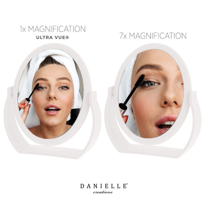 DC DANIELLE مرآة زينة بيضاوية ناعمة الملمس 7X من دانييل باللون الأبيض (D1068Wt) - Image 2