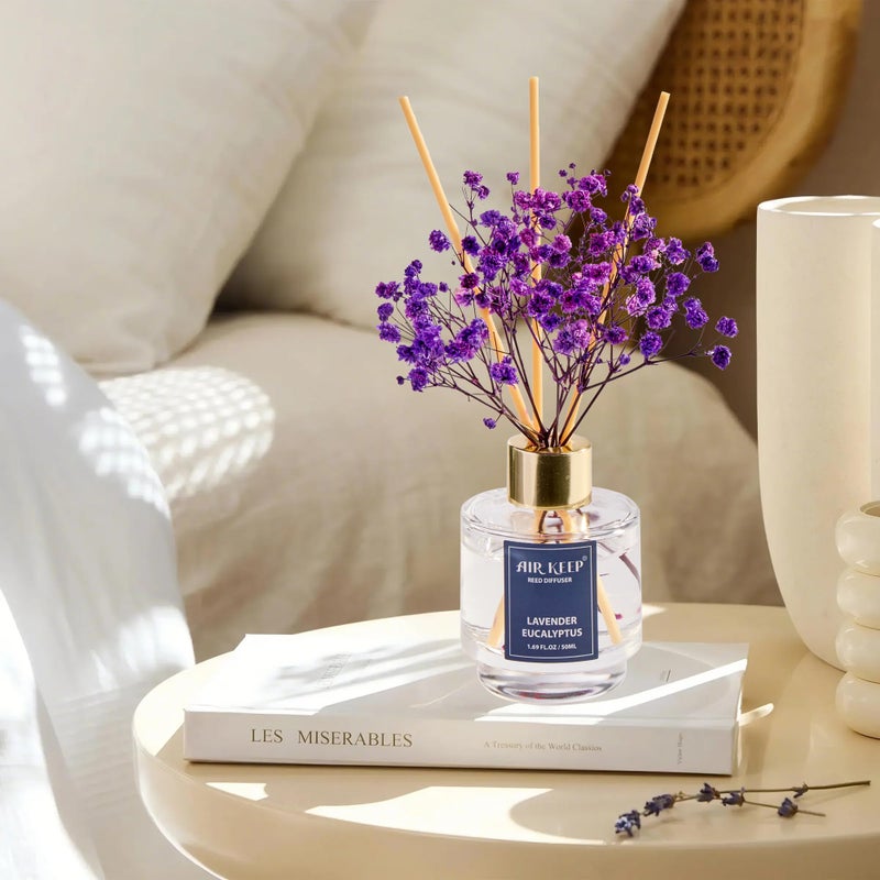 Airkeep Reed Diffuser Set of 3,Clean Linen Ocean Mist&Sea Salt Lavender Eucalyptus Oil Reed Diffusers for Bedroom Living Room Office Aromatherapy Oil Reed Diffuser for Gift 50ml x 3 - Image 4