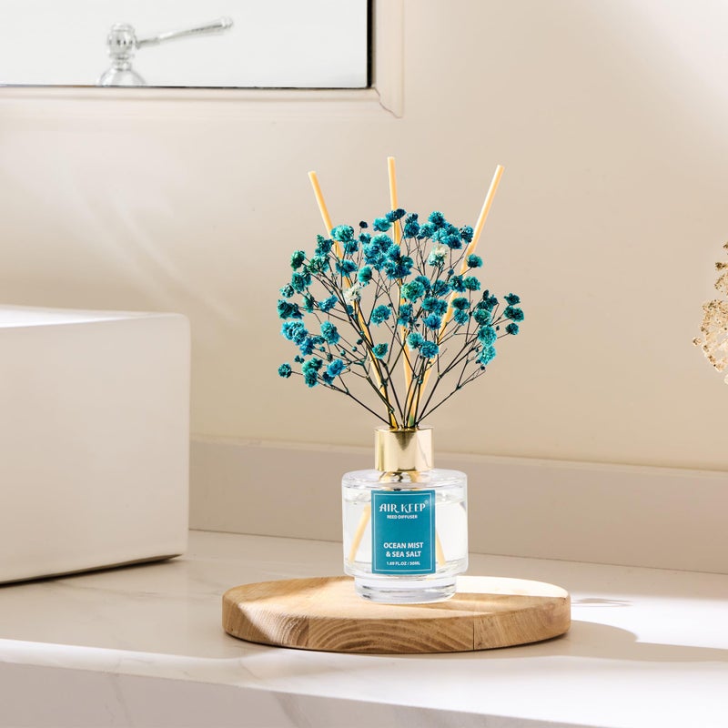 Airkeep Reed Diffuser Set of 3,Clean Linen Ocean Mist&Sea Salt Lavender Eucalyptus Oil Reed Diffusers for Bedroom Living Room Office Aromatherapy Oil Reed Diffuser for Gift 50ml x 3 - Image 3