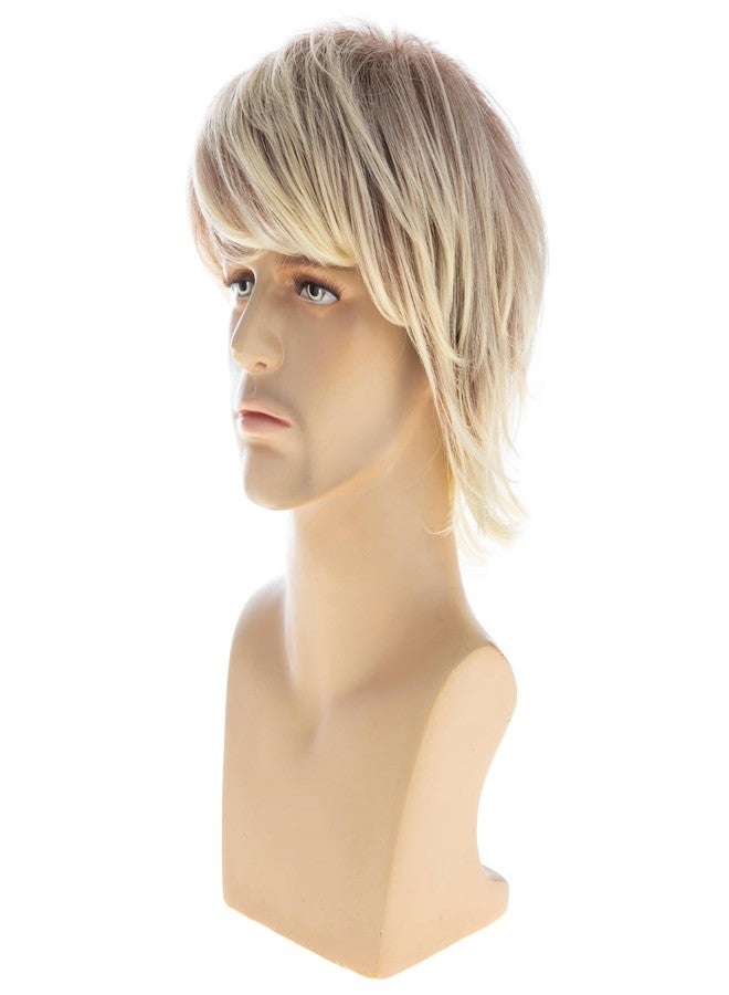 Wiwige Mens Wig Short Blonde Mixed Brown Layered Natural Wavy Synthetic Hair for Male Halloween Costume Cosplay Wigs - Image 4