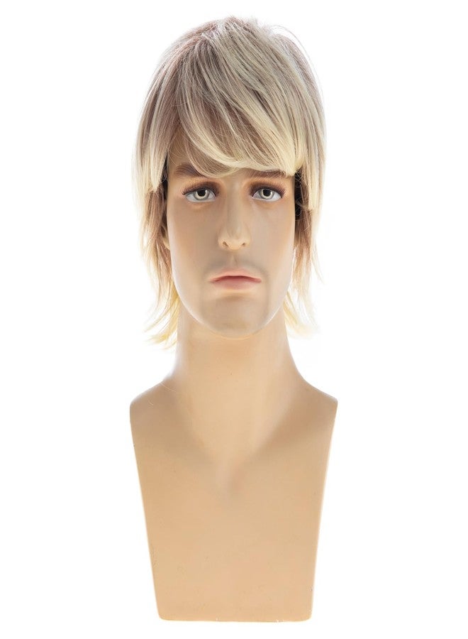 Wiwige Mens Wig Short Blonde Mixed Brown Layered Natural Wavy Synthetic Hair for Male Halloween Costume Cosplay Wigs - Image 2