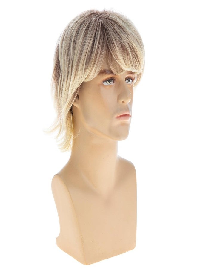 Wiwige Mens Wig Short Blonde Mixed Brown Layered Natural Wavy Synthetic Hair for Male Halloween Costume Cosplay Wigs - Image 3