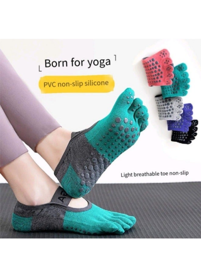 YOGA Pilates Non-slip Five-finger Socks Yoga Socks Breathable Fitness Floor Sports Socks Black - Image 2