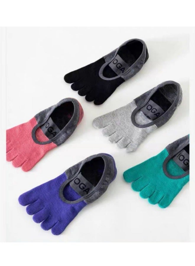 YOGA Pilates Non-slip Five-finger Socks Yoga Socks Breathable Fitness Floor Sports Socks Black - Image 5