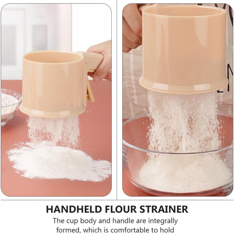 Handheld Flour Sifter and Sifting Strainer Cup, Apricot Color, Fine Mesh Flour Sieve for Baking and Cooking, Lightweight Baking Tool for Home Use - Image 5