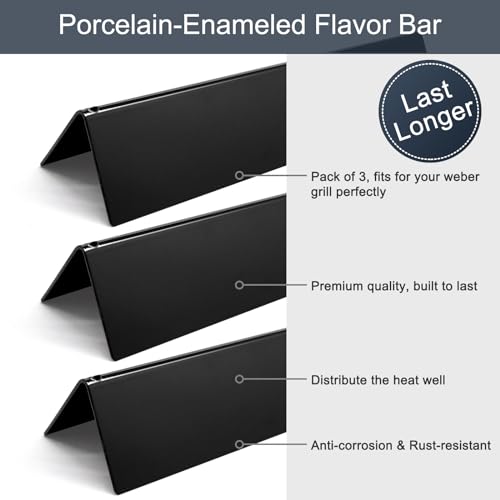 Criditpid 15.3" 7635 Porcelain-Enameled Flavorizer Bars for Spirit 200 Series Gas Grills, Spirit E210, S210, E220, S220 with Front Control Knobs, Set of 3 Heat Plates Flavorizer Bars Replacement for Weber 7635 - Image 5