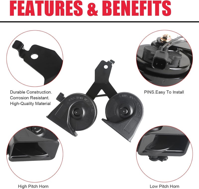 VASTAUTO Horn Assembly with Bracket Compatible with 2009-2014 Ford F150 Replaces# 9L3Z-13832-A Global standard processed material - Image 4