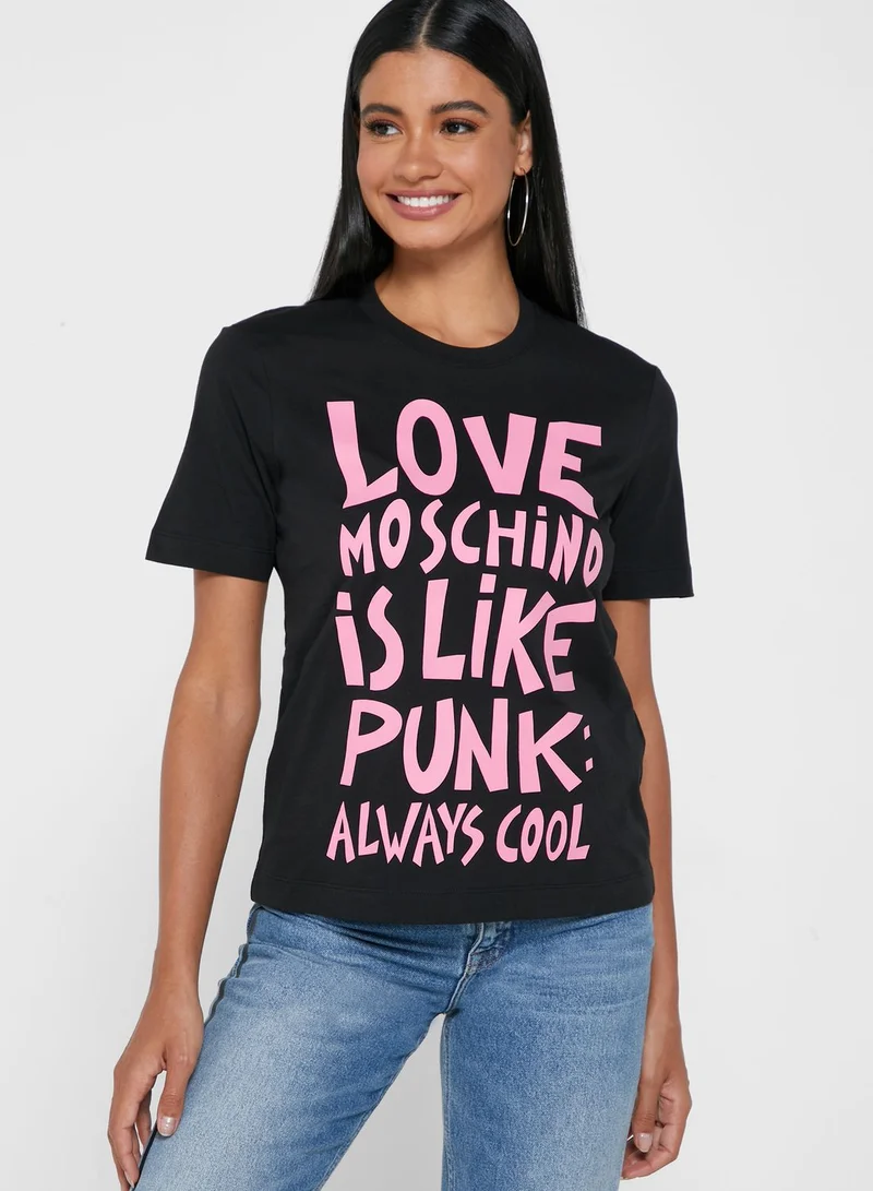 Love Moschino Slogan T-Shirt