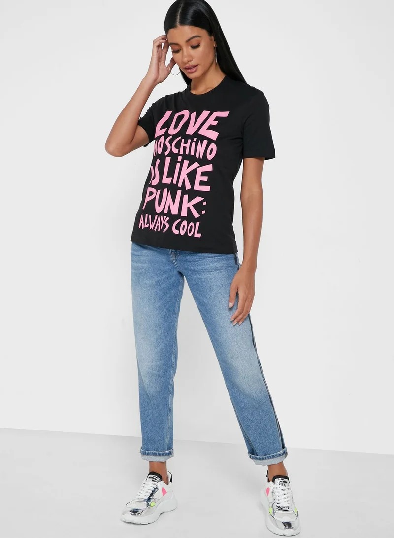 Love Moschino Slogan T-Shirt