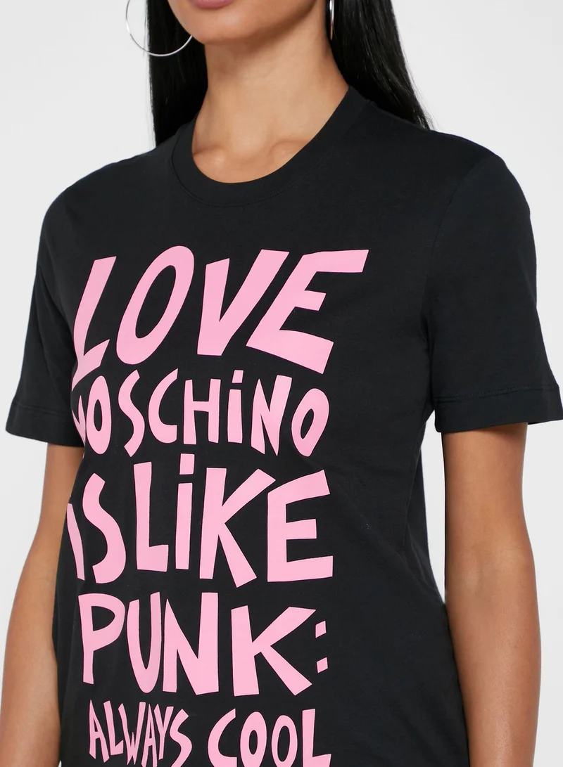 Love Moschino Slogan T-Shirt