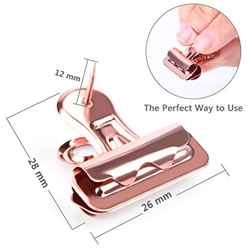 Yalis Push Pins Clips 15-Count, Pinning No Holes for Paper, Creative Paper Clips with Tack for Cork Board and Photo Wall (Rose Gold) - Image 2