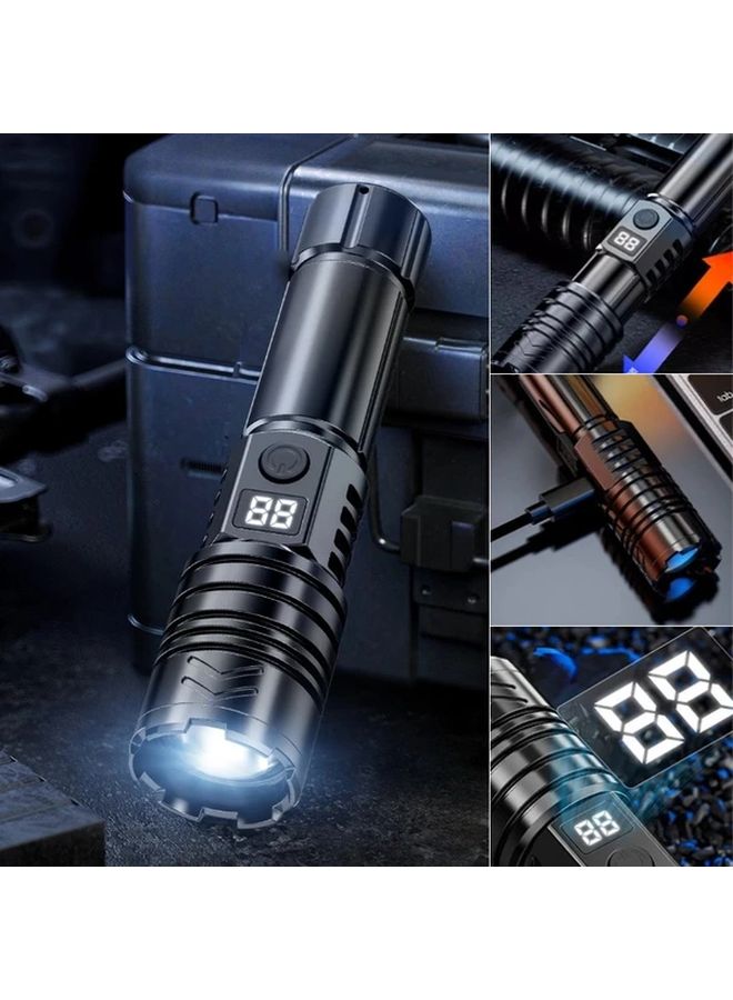 1pc LED Flashlight with Digital Display USB Charging Brightness Adjustable Portable Lighting - Image 2