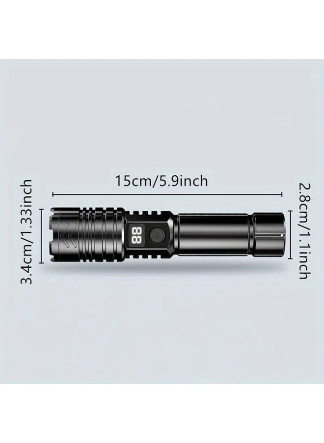 1pc LED Flashlight with Digital Display USB Charging Brightness Adjustable Portable Lighting - Image 3