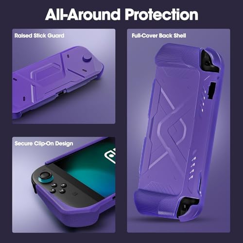 PSS Carrying Case Compatible with Nintendo Switch 2 (2025 Model), Hard PC Front Cover + Soft Back Shell 360° Protection with Ergonomic Grip for New 7.9 Inch Switch 2 Front & Back Protective (Purple) - Image 4