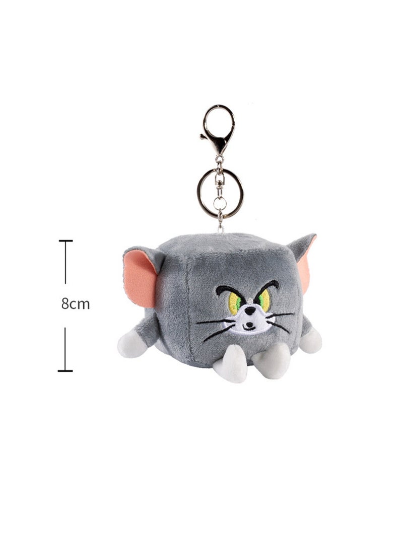 Creative Cute Plush Keychain, Cute Backpack Pendant, Suitable For Wallet Key Ring Decoration, (8cm Tom Cat Pendant, Deformed Version)  - Image 1