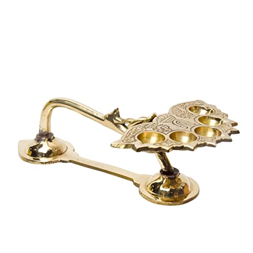 Bhimonee Decor | Pure Brass Ganga Aarti Diya | Deep, Deepak for Pooja Purposes | 2.4 Inches | 410gm | Sacred Diya for Home Temple Decor & Rituals - Image 2