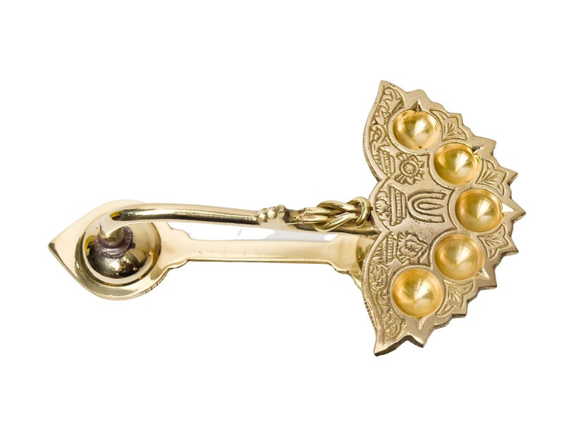 Bhimonee Decor | Pure Brass Ganga Aarti Diya | Deep, Deepak for Pooja Purposes | 2.4 Inches | 410gm | Sacred Diya for Home Temple Decor & Rituals - Image 4