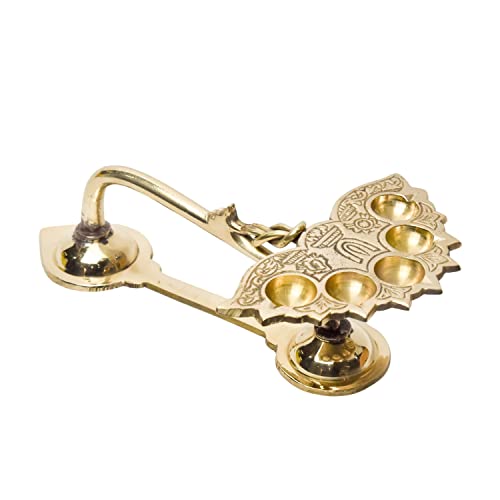 Bhimonee Decor | Pure Brass Ganga Aarti Diya | Deep, Deepak for Pooja Purposes | 2.4 Inches | 410gm | Sacred Diya for Home Temple Decor & Rituals - Image 1