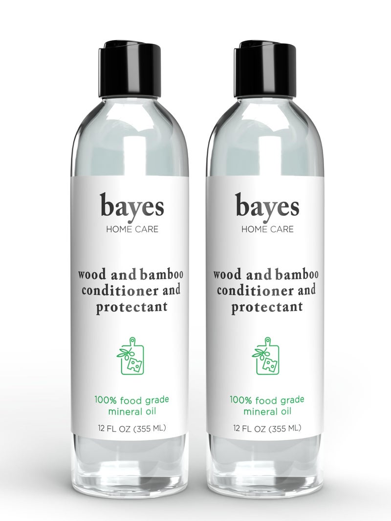 Bayes Food Grade Mineral Oil for Cutting Board - Mineral Oil Food Grade for Bamboo, Teak & Wood Conditioner and Protectant - Cutting Board Oil Food Grade Formula - Wood Oil for Cutting Board - 12 oz - Image 1