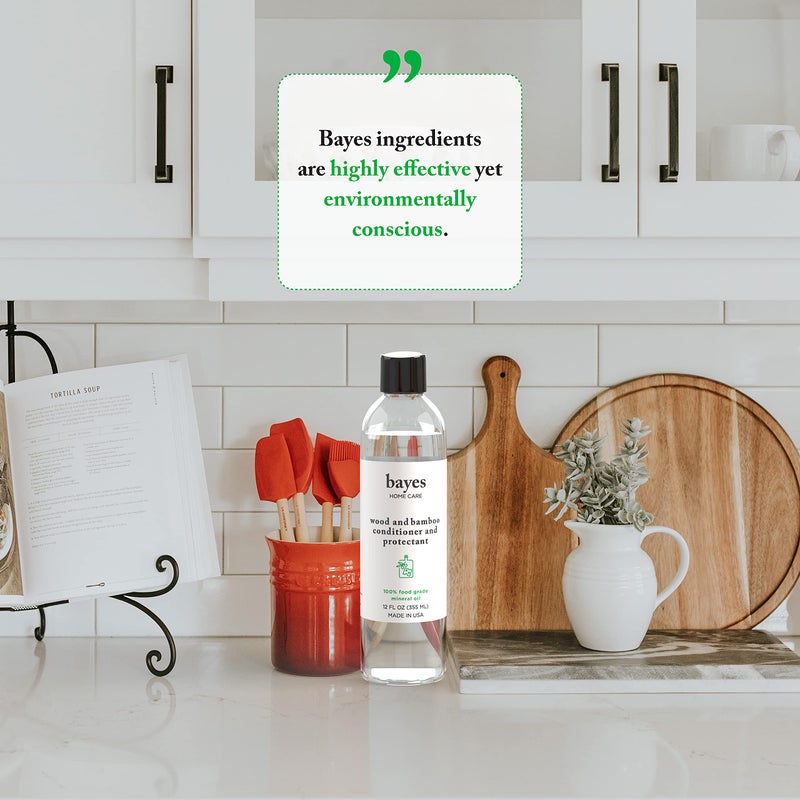 Bayes Food Grade Mineral Oil for Cutting Board - Mineral Oil Food Grade for Bamboo, Teak & Wood Conditioner and Protectant - Cutting Board Oil Food Grade Formula - Wood Oil for Cutting Board - 12 oz - Image 2