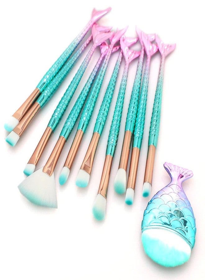 DAXANSTORE Colorful Fish Tail Handle Makeup Brush Set - Foundation, Eyebrow, Eyeliner, Blush, and Concealer Brushes - Cute Christmas Stocking Stuffers and Gifts for Girls - Image 4
