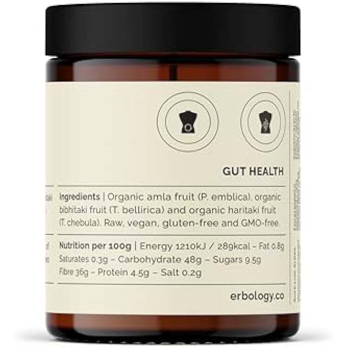 Erbology 100% Organic Triphala Powder 3.2 oz - 45 Servings - Ayurvedic Blend of Amla, Haritaki & Bibhitaki - Gut Health - Straight from Farm in India - Raw, Vegan and Gluten-Free - Non-GMO - Image 2