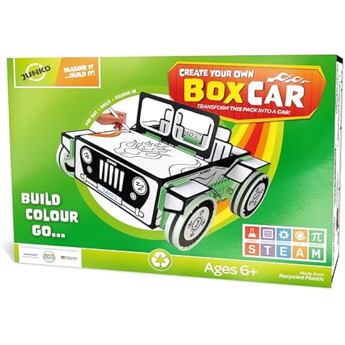 JUNKOGO TOY CAR | BUILD, COLOR & CUSTOMIZE  PULL-BACK CAR | STEM CRAFT PROJECT AGES 610 - Image 1