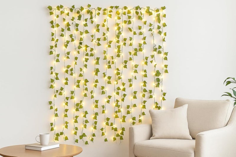 Home Icon أضواء شجرة اللبلاب الشمسية HOME ICON – 10م 100 LED أضواء زينة خارجية مع أوراق صناعية - Image 1