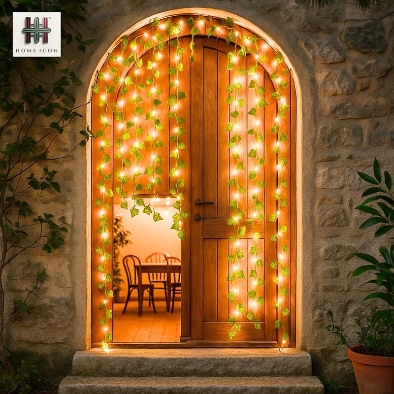 Home Icon أضواء شجرة اللبلاب الشمسية HOME ICON – 10م 100 LED أضواء زينة خارجية مع أوراق صناعية - Image 2