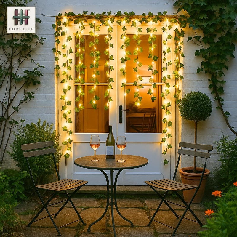Home Icon أضواء شجرة اللبلاب الشمسية HOME ICON – 10م 100 LED أضواء زينة خارجية مع أوراق صناعية - Image 4
