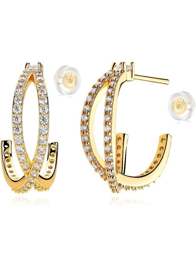 Mevecco Women Huggie Earrings Gold Hoop 14K Gold Filled Small Simple Handmade Hypoallergenic Everyday Jewelry - Image 1