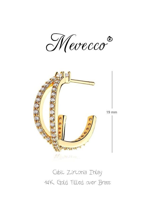 Mevecco Women Huggie Earrings Gold Hoop 14K Gold Filled Small Simple Handmade Hypoallergenic Everyday Jewelry - Image 4