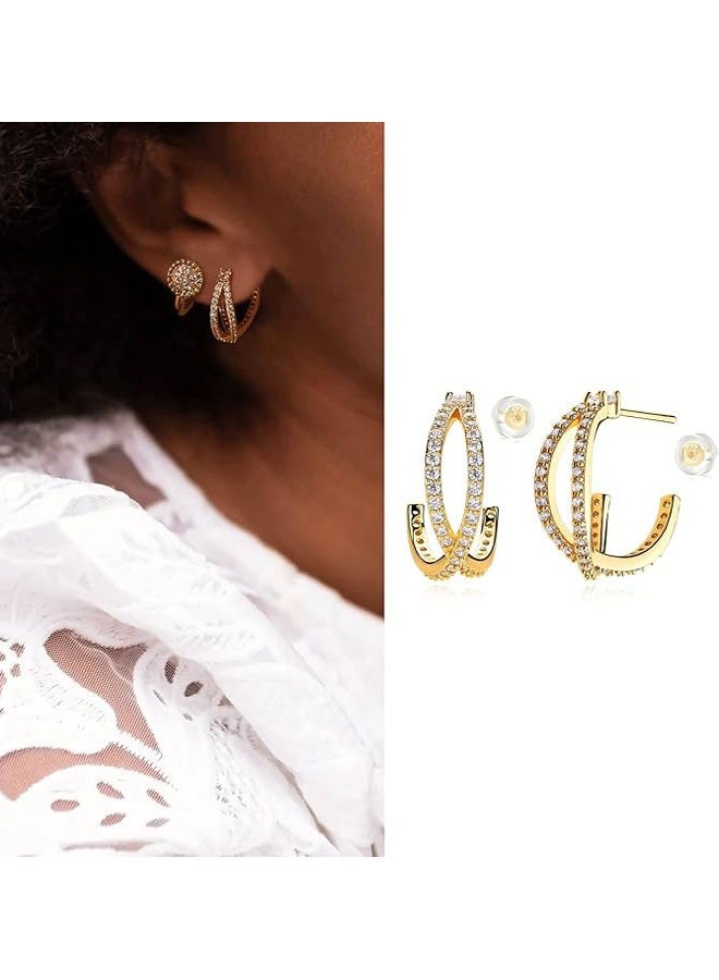Mevecco Women Huggie Earrings Gold Hoop 14K Gold Filled Small Simple Handmade Hypoallergenic Everyday Jewelry - Image 3