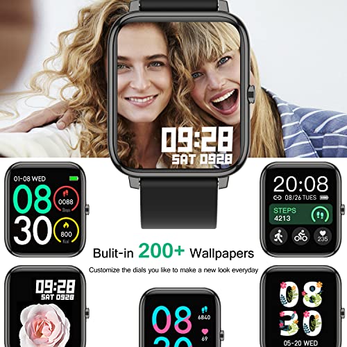 Popglory Smart Watch, Smartwatch with Blood Pressure, Blood Oxygen Monitor, Fitness Tracker with Heart Rate Monitor, Full Touch Fitness Watch for Android & iOS for Men Women (Black) - Image 4